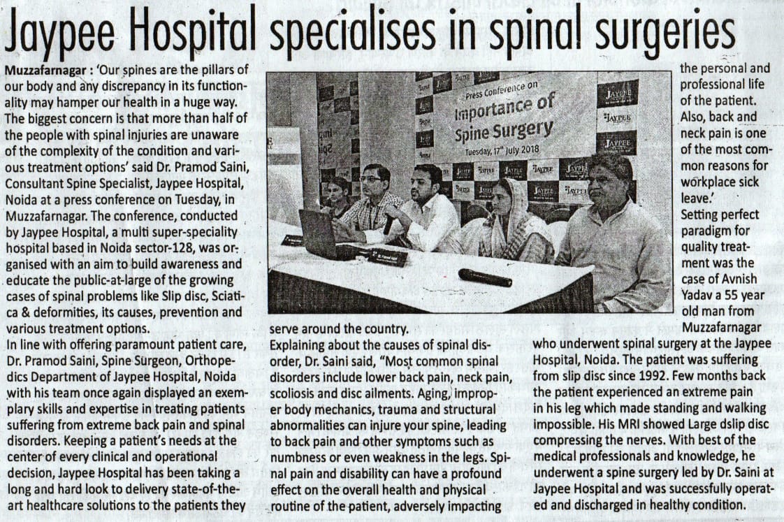 Jaypee Hospital Specialises in Spinal Surgeries | Jaypee Hospital, Noida